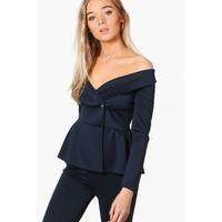 Off The Shoulder Blazer - navy