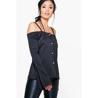 Off The Shoulder Blazer - black