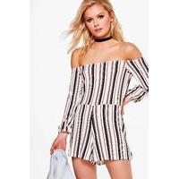 off the shoulder jersey playsuit multi