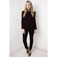 Off the Shoulder Knitted Jumper in Maroon