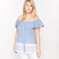 off the shoulder frilled blouse