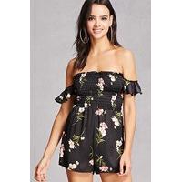 Off-the-Shoulder Satin Playsuit