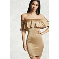 off the shoulder satin dress