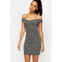 Off Shoulder Striped Bodycon Dress