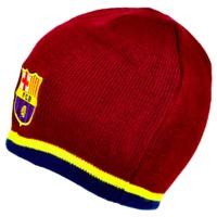 Official Fc Barcelona Burgandy And Yellow Stripe Beanie Hat