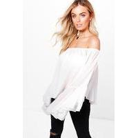 Off The Shoulder Ruffle Top - white