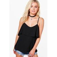 Off The Shoulder Strappy Woven Cami - black
