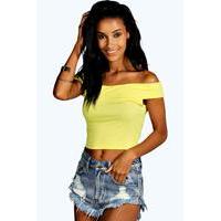 Off The Shoulder Bardot Crop Top - yellow