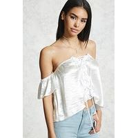 Off-the-Shoulder Satin Crop Top