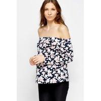 Off Shoulder Navy Floral Top