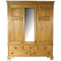 ogee pine wardrobe triple 3 doors 5 drawers