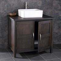 ohio solid wenge oak 90cm wide double door vanity cabinet and sink set