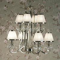 Oksana 8 Light Chandelier in Polished Nickel with White Shades