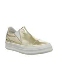 oki kutsu san sneaker gold white leather