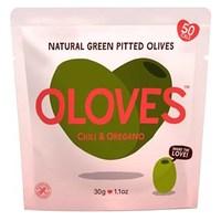 Oloves Chilli &amp; Oregano Natural Green Pitted Olives 30g