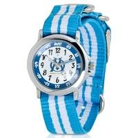 Olympique de Marseille Analogue White Dial Stripe Strap Watch - Young, White/Blue
