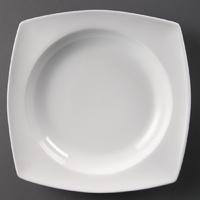 Olympia Whiteware Rounded Square Bowls Circular Well 250mm Pack of 4