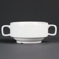 olympia whiteware soup bowls with handles 400ml 14oz pack of 6