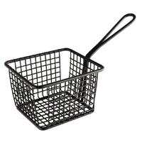 Olympia Large Square Chip Presentation Basket With Handle Black