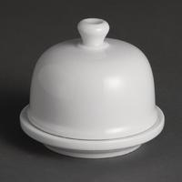 Olympia Whiteware Butter Dish with Cloche 50ml 1.8oz Pack of 6