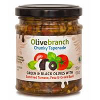 Olive Branch Chunky Tapenade - Green & Black Olives With Sundried Tomato Feta & Basil - 180g