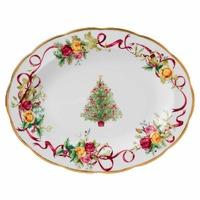 Old Country Roses Christmas Tree Oval Platter