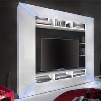 Oliver Entertainment Unit In White Gloss Fronts And LED Lighting