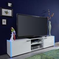 Olsen TV Stand In White Lacquer With 2 Doors And LED Lighitng