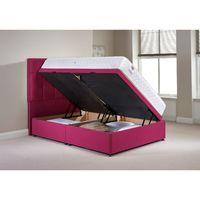 Olivo Ottoman Divan Bed and Mattress Set Pink Chenille Fabric Single 3ft