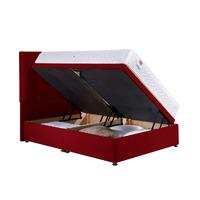 Olivo Ottoman Divan Bed and Mattress Set Raspberry Chenille Fabric King Size 5ft