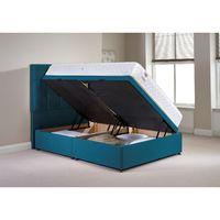 Olivo Ottoman Divan Bed and Mattress Set Teal Chenille Fabric Single 3ft