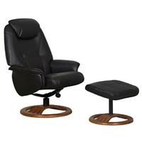 olya chocolate leather recliner and footstool