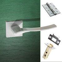 Olimpia Forme Designer Fire Lever on Minimal Square Rose - Satin Chrome Handle Pack