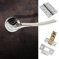 Olimpia Forme Designer Fire Lever on Contempo Round Rose - Polished Chrome Handle Pack