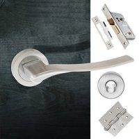 Olimpia Forme Designer Bathroom Lever on Contempo Round Rose - Satin Chrome Handle Pack