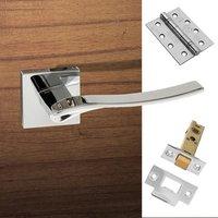 Olimpia Forme Designer Fire Lever on Minimal Square Rose - Polished Chrome Handle Pack