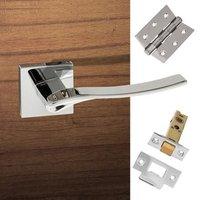 Olimpia Forme Designer Lever on Minimal Square Rose - Polished Chrome Handle Pack