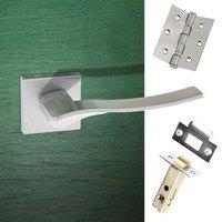 olimpia forme designer lever on minimal square rose satin chrome handl ...