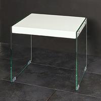 olymp gloss top side table with bent glass legs