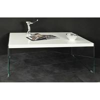 Olymp High Gloss Coffee Table In White With Bent Glass Legs