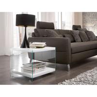 olympic high gloss top side table with side glass panels