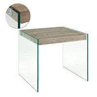 Olymp Side Table In Dark Oak With Bent Glass Legs