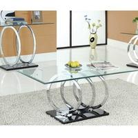 Olympus Clear Glass Coffee Table With Black Gloss Base