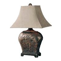 Olema Table Lamp In Brown Glaze With Taupe Gray