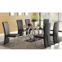 Olympus Clear Glass Dining Table And 4 Black Chairs