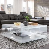 Olymp Coffee Table In High Gloss White With Glass Side Panels