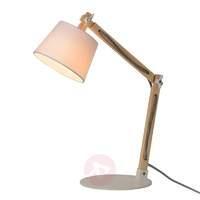 Olly wood table lamp with white lampshade