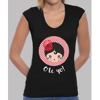 ole me! black. woman, manga short v-neck, black