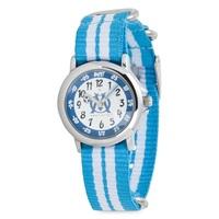 Olympique de Marseille Analogue White Dial Stripe Strap Watch - Young Junior - White/Blue