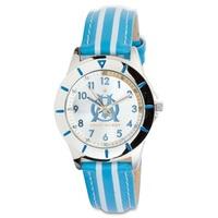 Olympique de Marseille Analogue Silver Dial Stripe Strap Watch - Boys Blue